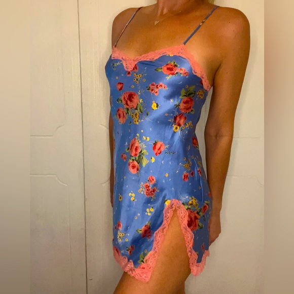Victoria's Secret Other - VINTAGE Victoria's Secret 90s Floral Chemise Slip Dress Y2K Lingerie Rose